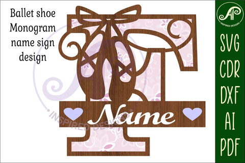 Ballet shoe Capital Monogram Letter F SVG SVG APInspireddesigns 