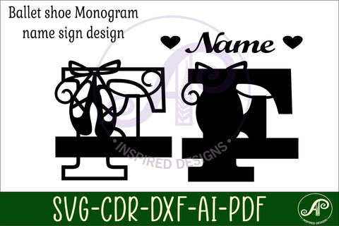 Ballet shoe Capital Monogram Letter F SVG SVG APInspireddesigns 