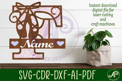 Ballet shoe Capital Monogram Letter F SVG SVG APInspireddesigns 