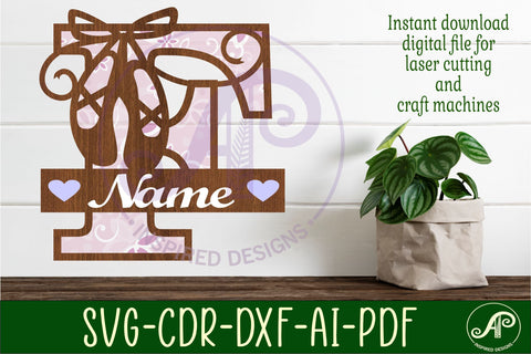 Ballet shoe Capital Monogram Letter F SVG SVG APInspireddesigns 