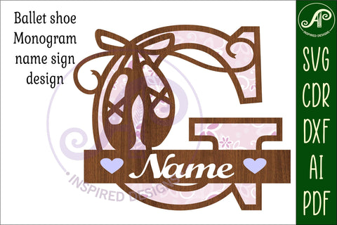 Ballet shoe Capital Monogram Letter G SVG SVG APInspireddesigns 