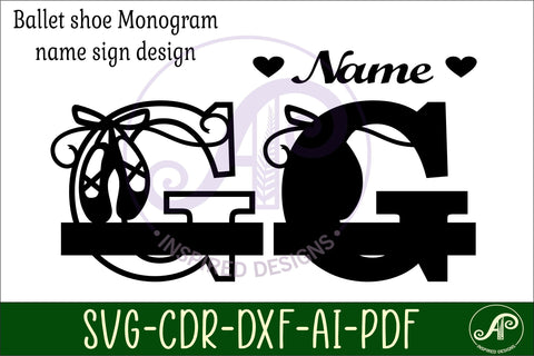 Ballet shoe Capital Monogram Letter G SVG SVG APInspireddesigns 