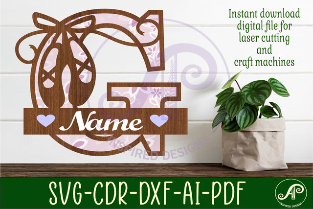 Ballet shoe Capital Monogram Letter G SVG SVG APInspireddesigns 
