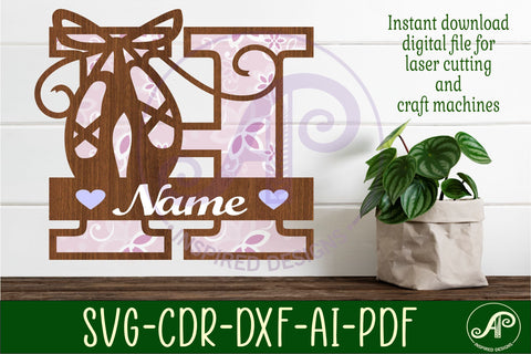 Ballet shoe Capital Monogram Letter H SVG SVG APInspireddesigns 