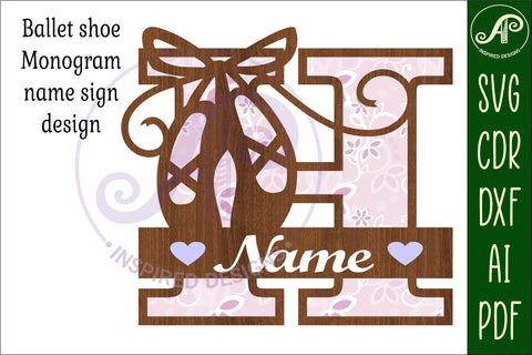 Ballet shoe Capital Monogram Letter H SVG SVG APInspireddesigns 