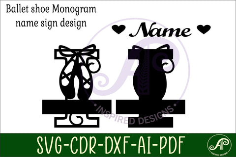 Ballet shoe Capital Monogram Letter I SVG SVG APInspireddesigns 