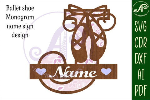 Ballet shoe Capital Monogram Letter J SVG SVG APInspireddesigns 
