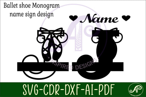 Ballet shoe Capital Monogram Letter J SVG SVG APInspireddesigns 