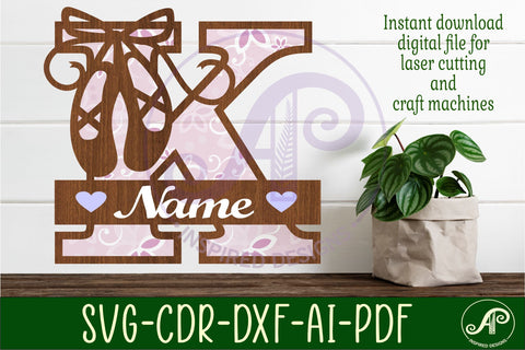 Ballet shoe Capital Monogram Letter K SVG SVG APInspireddesigns 