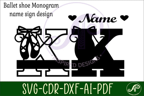 Ballet shoe Capital Monogram Letter K SVG SVG APInspireddesigns 