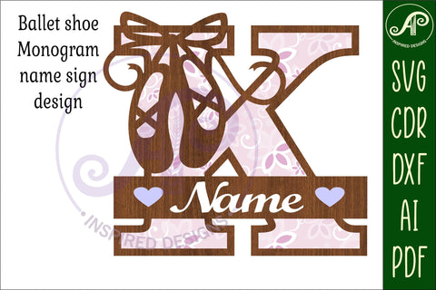 Ballet shoe Capital Monogram Letter K SVG SVG APInspireddesigns 