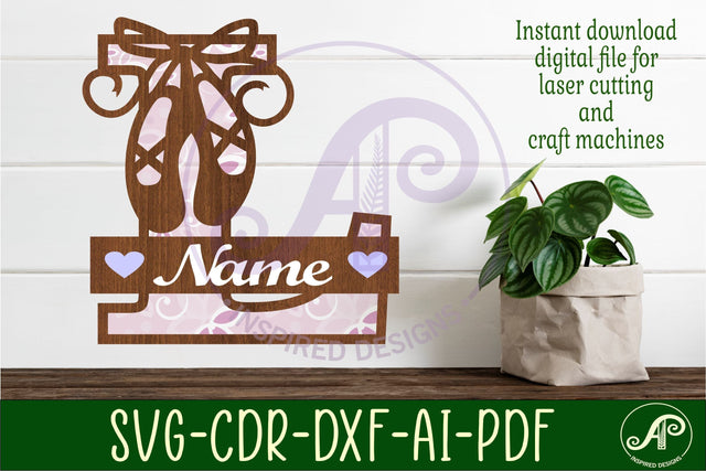 Ballet shoe Capital Monogram Letter L SVG SVG APInspireddesigns 