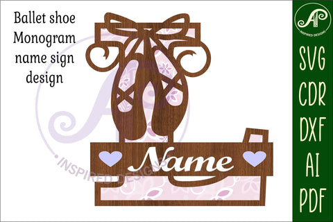 Ballet shoe Capital Monogram Letter L SVG SVG APInspireddesigns 