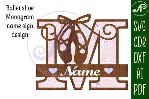 Ballet shoe Capital Monogram Letter M SVG SVG APInspireddesigns 