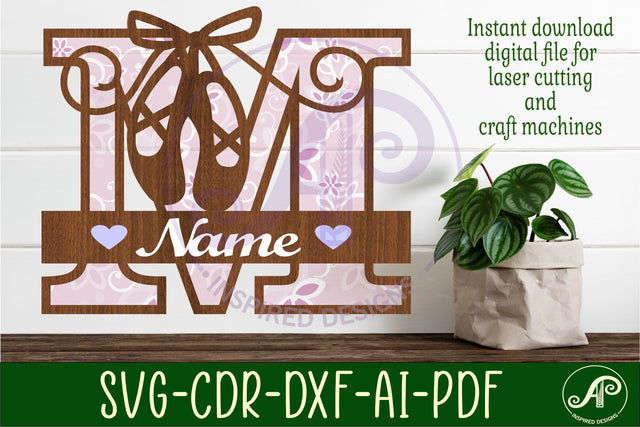 Ballet shoe Capital Monogram Letter M SVG SVG APInspireddesigns 