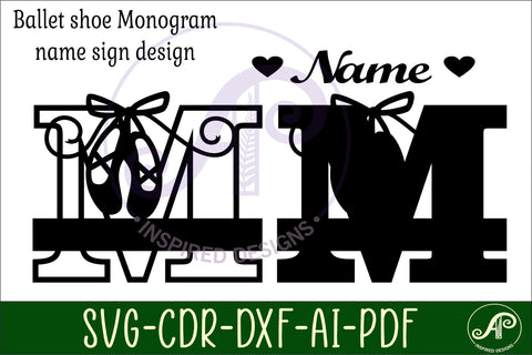 Ballet shoe Capital Monogram Letter M SVG SVG APInspireddesigns 