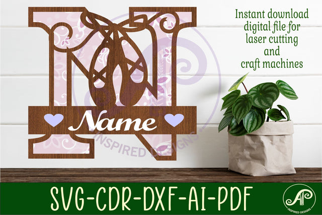 Ballet shoe Capital Monogram Letter N SVG SVG APInspireddesigns 