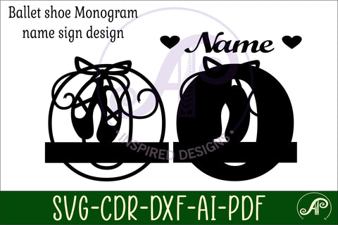 Ballet shoe Capital Monogram Letter O SVG SVG APInspireddesigns 