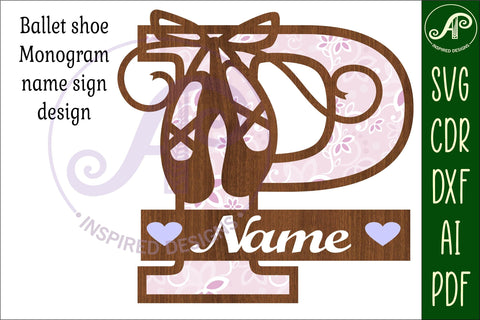 Ballet shoe Capital Monogram Letter P SVG SVG APInspireddesigns 