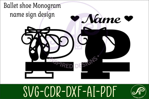 Ballet shoe Capital Monogram Letter P SVG SVG APInspireddesigns 