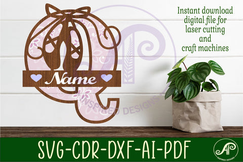 Ballet shoe Capital Monogram Letter Q SVG SVG APInspireddesigns 