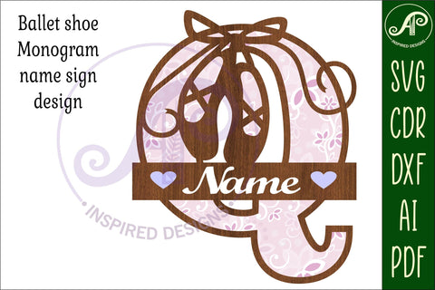 Ballet shoe Capital Monogram Letter Q SVG SVG APInspireddesigns 