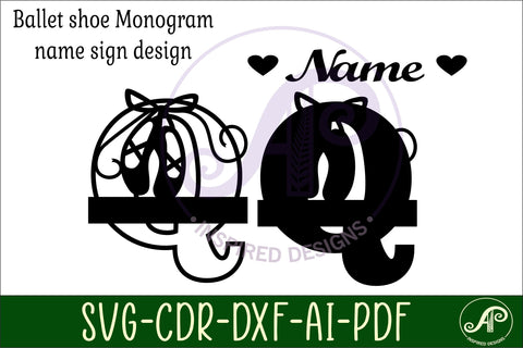 Ballet shoe Capital Monogram Letter Q SVG SVG APInspireddesigns 