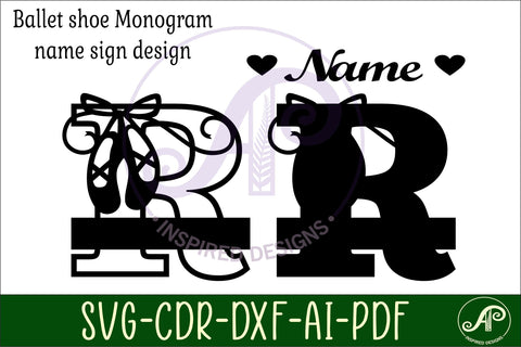 Ballet shoe Capital Monogram Letter R SVG SVG APInspireddesigns 