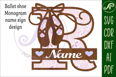 Ballet shoe Capital Monogram Letter R SVG SVG APInspireddesigns 