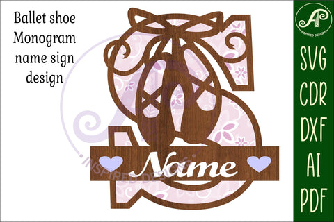 Ballet shoe Capital Monogram Letter S SVG SVG APInspireddesigns 