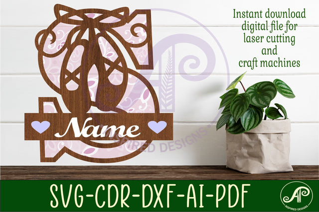 Ballet shoe Capital Monogram Letter S SVG SVG APInspireddesigns 