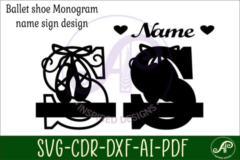 Ballet shoe Capital Monogram Letter S SVG SVG APInspireddesigns 