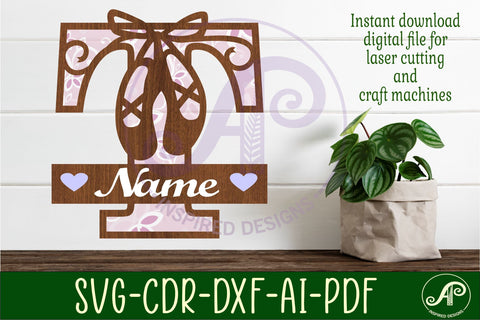 Ballet shoe Capital Monogram Letter T SVG SVG APInspireddesigns 