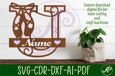 Ballet shoe Capital Monogram Letter U SVG SVG APInspireddesigns 