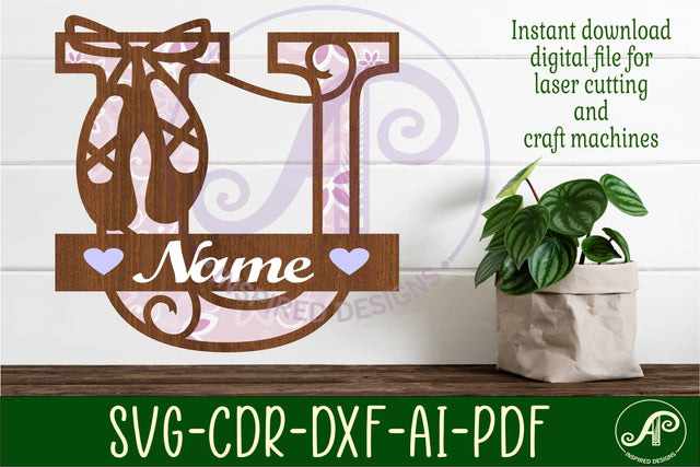 Ballet shoe Capital Monogram Letter U SVG SVG APInspireddesigns 