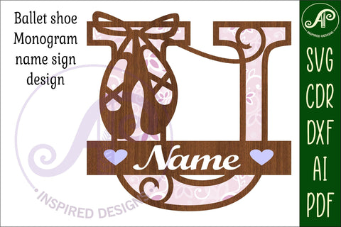 Ballet shoe Capital Monogram Letter U SVG SVG APInspireddesigns 