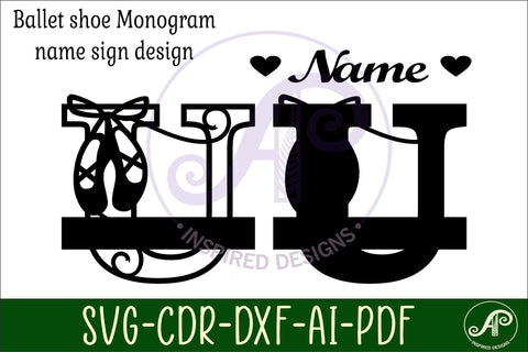 Ballet shoe Capital Monogram Letter U SVG SVG APInspireddesigns 