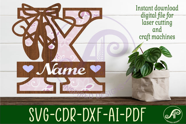 Ballet shoe Capital Monogram Letter X SVG SVG APInspireddesigns 