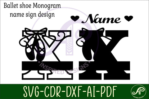 Ballet shoe Capital Monogram Letter X SVG SVG APInspireddesigns 
