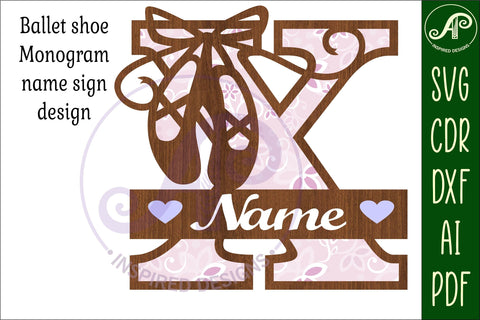 Ballet shoe Capital Monogram Letter X SVG SVG APInspireddesigns 