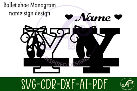 Ballet shoe Capital Monogram Letter Y SVG SVG APInspireddesigns 