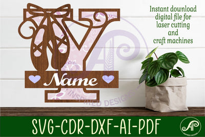 Ballet shoe Capital Monogram Letter Y SVG SVG APInspireddesigns 