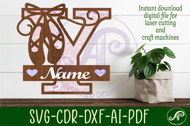 Ballet shoe Capital Monogram Letter Y SVG SVG APInspireddesigns 