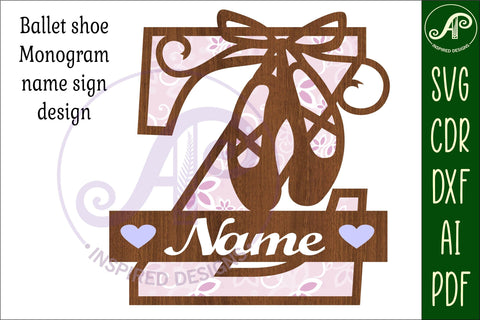 Ballet shoe Capital Monogram Letter Z SVG SVG APInspireddesigns 