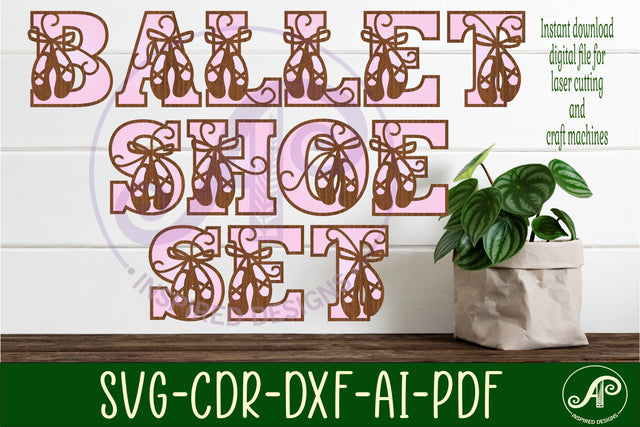 Ballet shoes letters alphabet set x 26 SVG APInspireddesigns 