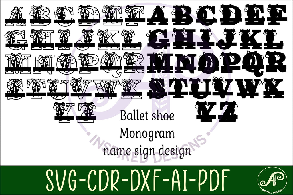 Ballet shoes monogram letter bundle Name signs SVG - So Fontsy