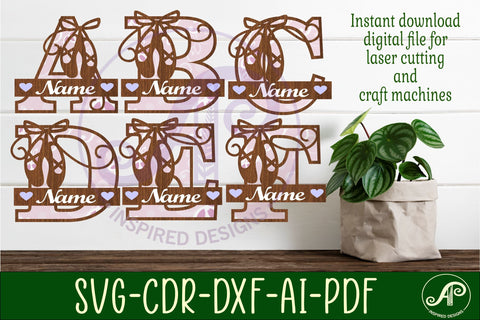 Ballet shoes monogram letter bundle Name signs SVG SVG APInspireddesigns 