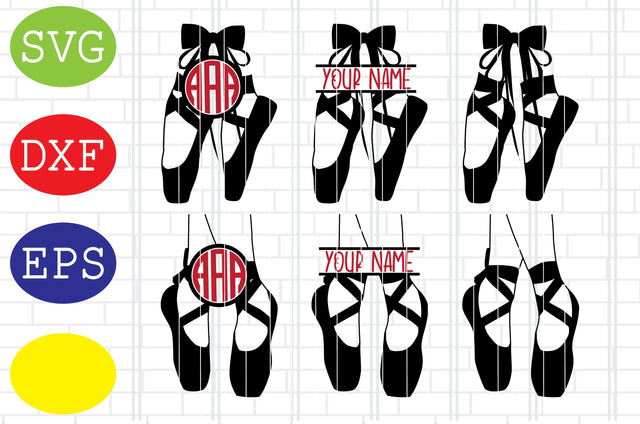 Ballet Shoes Monogram Svg, Jpg, Eps, Dxf Files SVG DigitalSvgFiles 