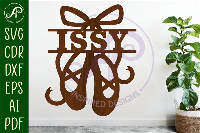 Ballet shoes name sign svg laser cut file SVG APInspireddesigns 