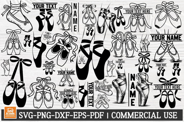 Ballet shoes svg, ballet slippers svg, ballerina monogram, dance cut file SVG TonisArtStudio 